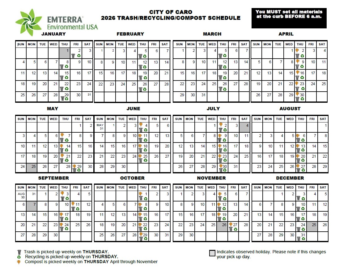Emterra Rubbish and Trash Schedule